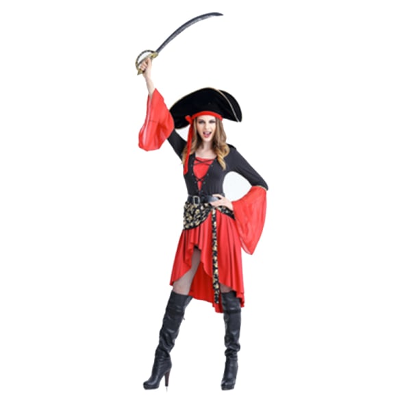 Röd kvinnlig krigare officer Cosplays kvinna Halloween pirat kostym Carnival Party m