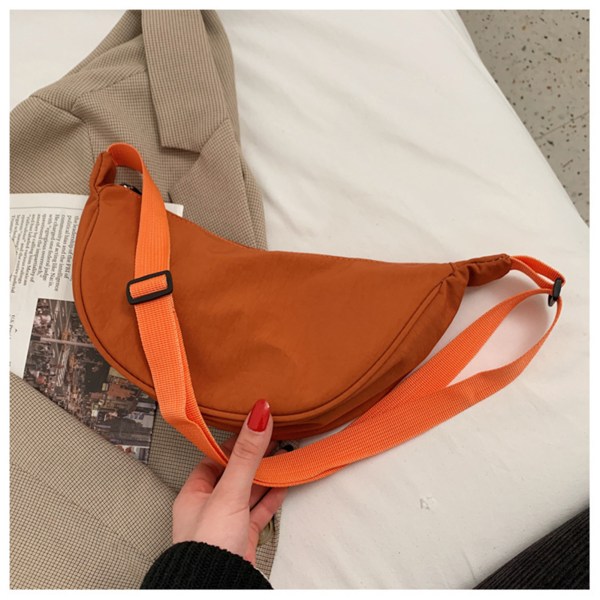 Clutchväska för kvinnor Nylon dragkedja Clutch axelväska Enfärgad orange