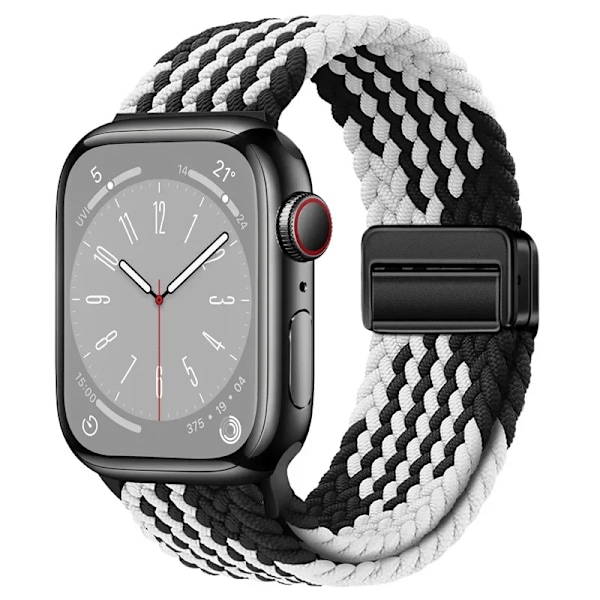 Nylonarmband för Apple Watch Ultra 49mm 10 46mm 42mm 9 8 7 45mm 41mm magnetiskt armband för iwatch 6 5 4 3 SE 44mm 40mm Rem Z Black white Ultra 49mm