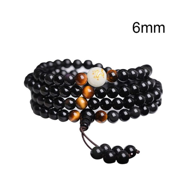 6/8 mm självlysande armband Yoga svart onyx män kvinnor 108 pärlor Unisex justerbara armband 6mm