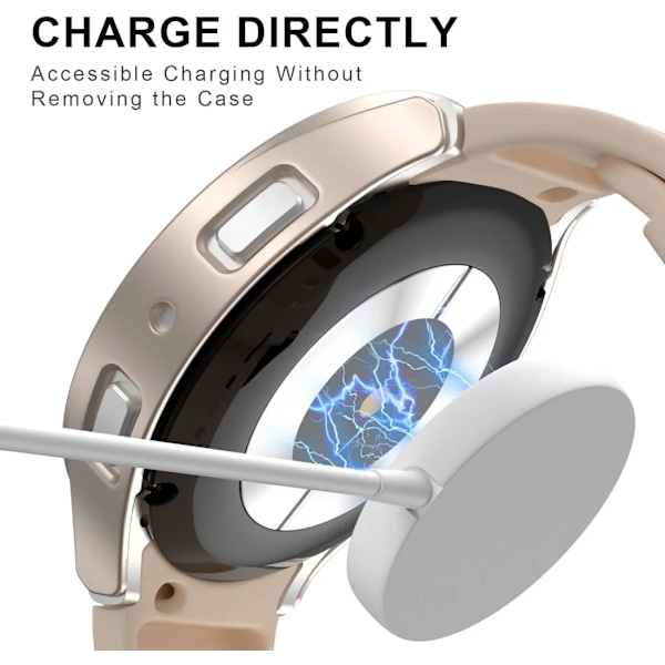 Skal + Härdat Glas för Samsung Galaxy Watch 7 40mm 44mm Vattentätt PC Matt Skyddande Stötfångarskal för Galaxy Watch 7 Midnight Blue Galaxy Watch 6 44mm