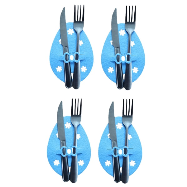 4st påsksilverhållareficka 4 färger Valfri Colorgul Äggform Hålla gafflar Knivar för matbordsfest blue