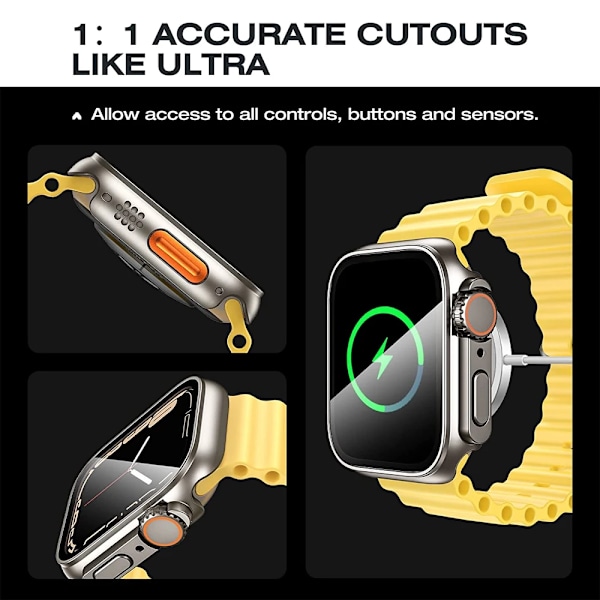 Skal till Apple Watch 46mm 42mm 45mm 40mm 44mm 41mm Skärmskydd PC-skal+Glasfilm Förvandla till Ultra Series 10 9 8 7 6 5 4 SE starlight 45mm Series 9 8 7