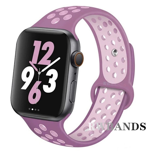 Sportarmband för Apple Watch Band 46mm 44mm 40mm 42-38-41mm 45mm Andningsbart Armband iWatch Series 10 9 8 7 6 SE 5 3 Ultra 2 49mm 18Purple Light Pink 38 40 41 S10-42mm SM