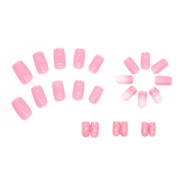 Lysande rosa konstgjorda naglar Bekväm att bära lösnaglar för dagligt bruk jelly glue model