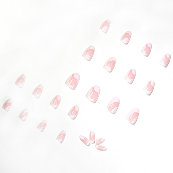 24st Blankt mild vit lösnagel Minimalistisk falsk nagel för kvinnor och flickor jelly glue model