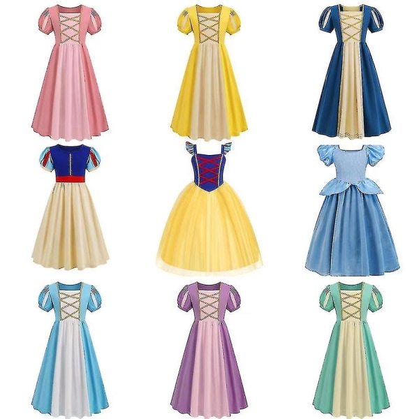 Europeisk och amerikansk Princess Style Dress Princess Dress Belle Princess Cinderella Snow White Dress Halloween Party Julklapp Cinderella 120cm