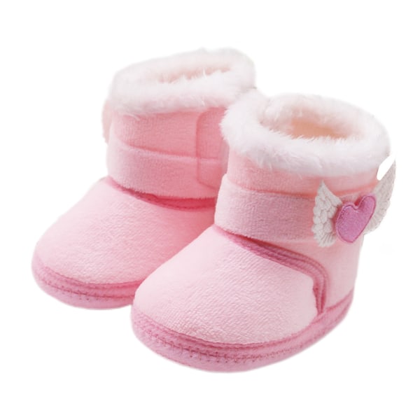 Baby Girl Plysch Vinter Snö Boots Bevingade Hjärta Hög Topp Tjockfodrade plyschskor pink size 14