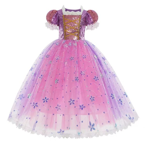 Halloween Barnkläder Ny Klänning Långt Hår Paljetter Prinsess Klänning Långt Hår long hair princess dress 100cm