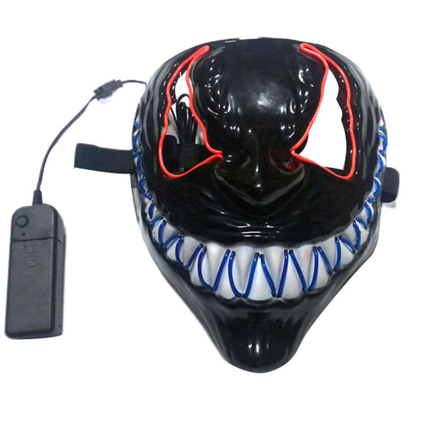 Halloween mask med LED Light Up Cover Venom Tema för Halloween Festival Party two-color