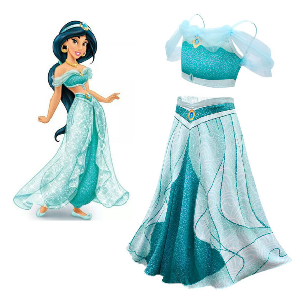 Girls' Halloween, Jasmine Princess cosplay set blue 100cm