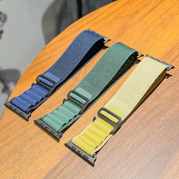 Alpine för Apple Watch 10 42/46mm Armband 44mm 40mm 45mm 41mm 38mm Correa Nylonarmband iWatch Series 7 6 3 5 Se 8 9 Ultra2 49mm Navy Blue Series 10 42mm