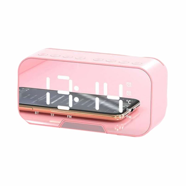 Musik LED Digital väckarklocka Multifunktionella klockor med Bluetooth-högtalare för kontor i hemmet pink