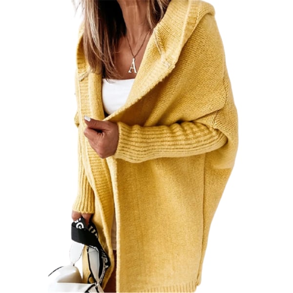 Medellånga ärm Cardigan Hood Design Lös tröja för kvinnor Höst Vinter Supply Enfärgad gray xl
