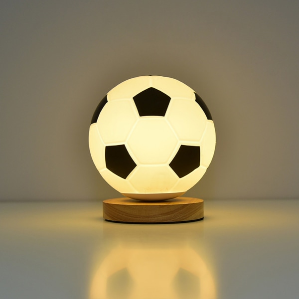 Fotboll 3D-lampa Nattljus Kreativt Bord Skrivbord Optisk Illusion Lampor Presenter för barn Pojkar Flickor round wood model black white