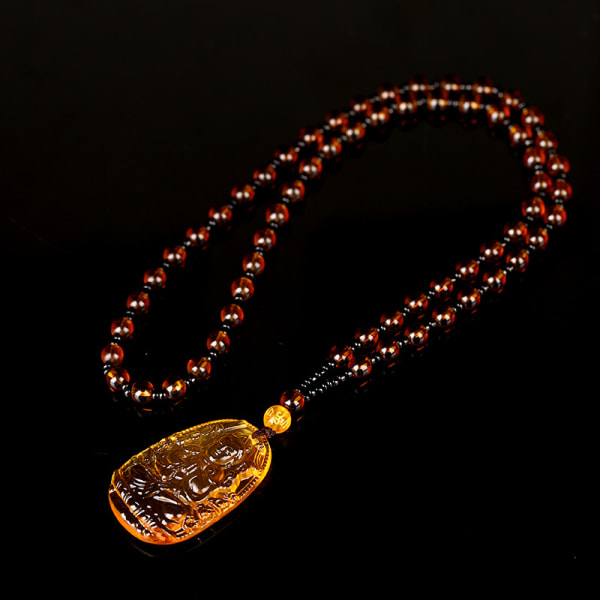 Citrin Guardian Buddha hänge halsband med pärlkedja för män kvinnor smycken present d