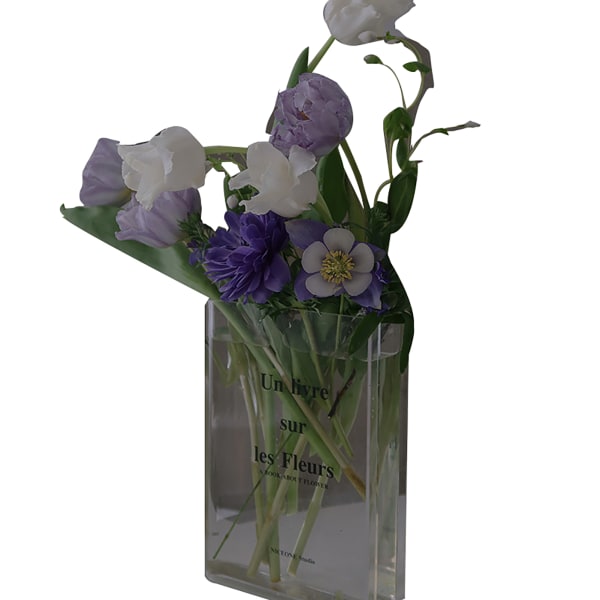 Akrylbokformad blomsterarrangemang Vas Transparent vas Bordsdekorationer för mittpunkt och heminredning black