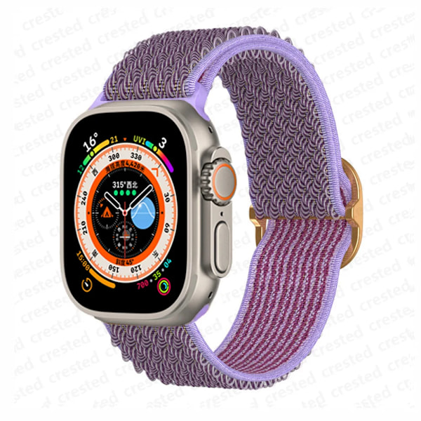 Scrunchie Armband för Apple Watch Band 45mm 44mm 40mm 41mm 42mm 46mm 49mm Elastiskt Nylonarmband iWatch serie 10 9 8 7 se Ultra 2 Lilac W 38mm 40mm 41mm