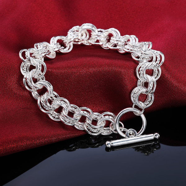 Nya modesmycken 925 Sterling Silver tre cirklar rund kedja armband för kvinnor default