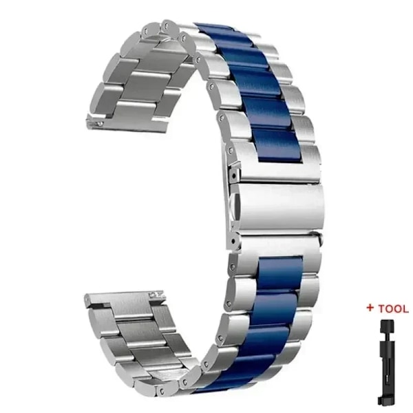 Metallarmband för Samsung Galaxy Watch 7/6/5/4 40mm 44mm Rostfritt Stål Armband Galaxy Watch 6/4 Classic 47mm 43mm 46 42mm/5pro 45mm Silver Blue 22mm Strap
