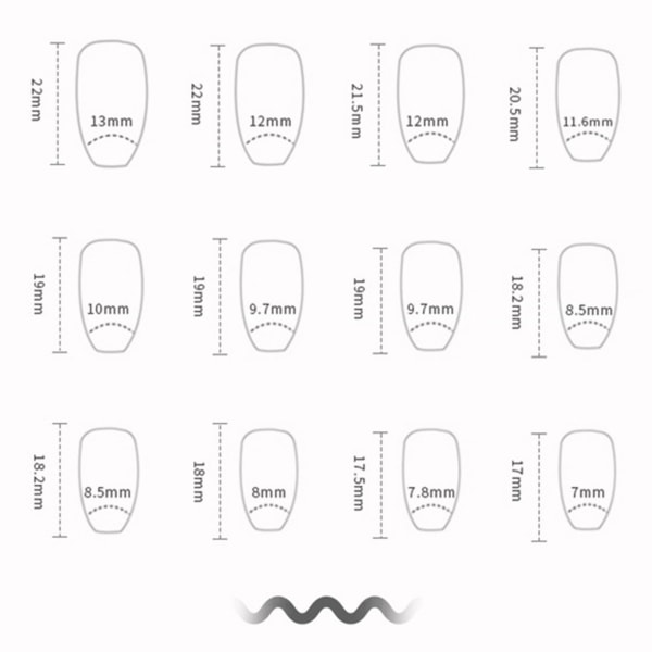 Stora partikeldiamant-fake-naglar med 12 olika storlekar tillgodoser i princip behoven för kvinnor och flickors nagelsalong jelly glue model