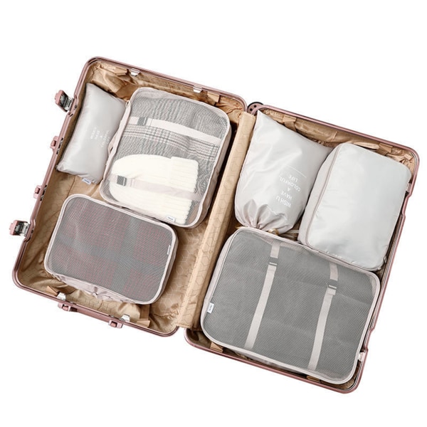 Reseförvaringsväskor Bärbara Vattentäta Reseplaggpåsar För Kläder Skor gray eight piece set