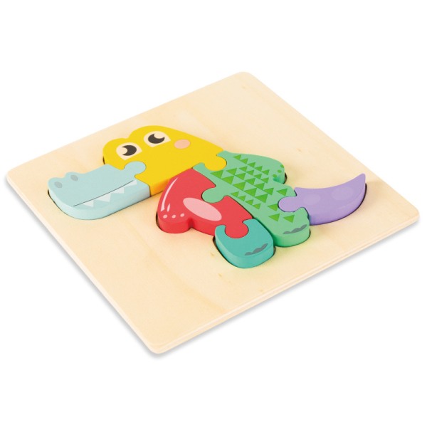 Trä förskola 3D Shape Pussel för småbarn Baby Early Learning Leksaker Present för barn frog