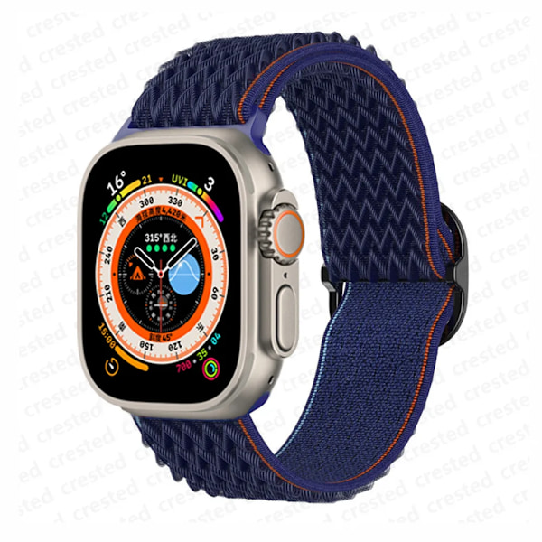 Scrunchie Armband för Apple Watch Band 45mm 44mm 40mm 41mm 42mm 46mm 49mm Elastiskt Nylonarmband iWatch serie 10 9 8 7 se Ultra 2 midnight blue W 42mm 44mm 45mm 49mm