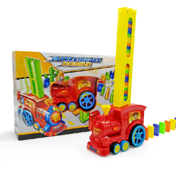 Tåg Elektrisk Domino Bil Fordonsmodell Magisk Automatisk Set Färgglad Domino-leksak i plast red