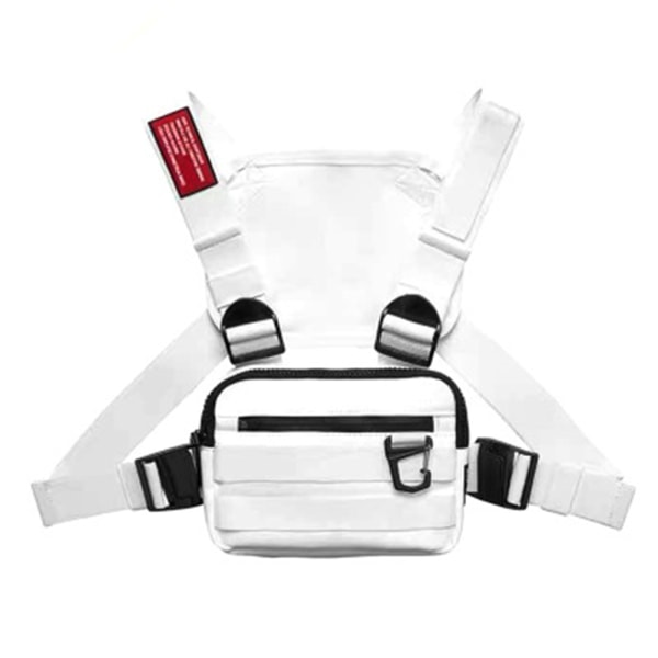 Oxford Cloth Chest Rig Bag Hip Hop Sele Chest Midje Pack Väskor white