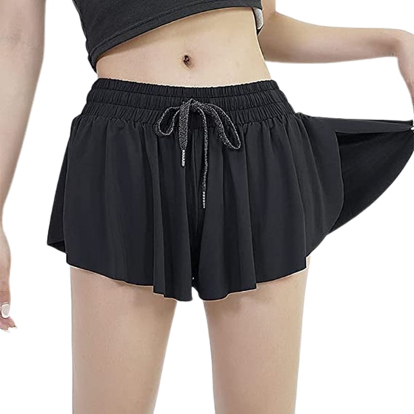2 i 1 mode löparshorts för kvinnor Gym Yoga Athletic Lounge Sweat Skirt marl xl
