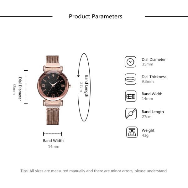 Eleganta Quartz-klockor Vackra Casual klockor Dam Starry Sky Armband Armbandsur black watch only