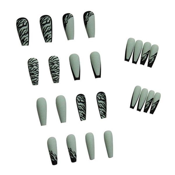 24 st Long Frosted Bärbar Fake Nagelplatta spik Färdig Manikyr Mintgrön glue models 030