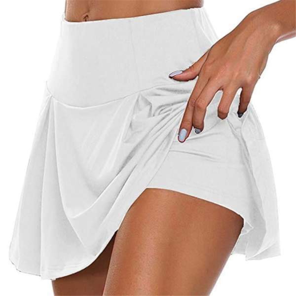 Kvinnor Athletic Plisserad Tennis Golf Kjol med Shorts Workout Running Skort Sommar white m