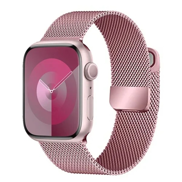 Milanese Armband för Apple Watch 10 46mm 42mm Band Magnetiskt Armband för iWatch Ultra 49mm 9 8 7 6 5 SE 45mm 41mm 44mm 40mm Armband Rose pink Series 10 42mm
