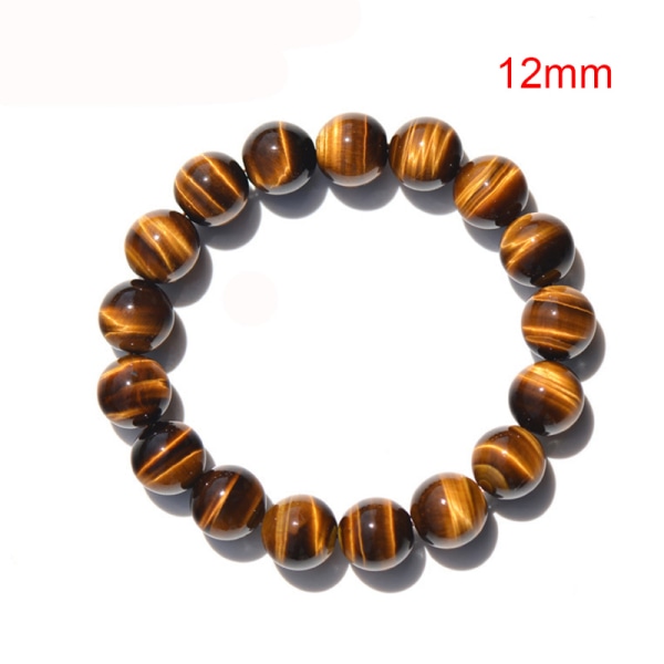 Män Kvinnor Naturstensarmband 10/12mm Vintage Simple Round Beads Armband 12mm