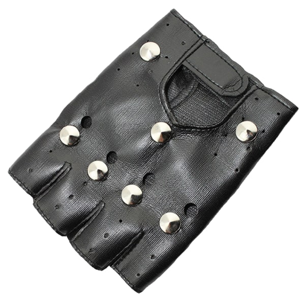 Halloween Carnival Nithandskar Punk Style Disponibel PU Läder Semi-finger handskar adult round nail