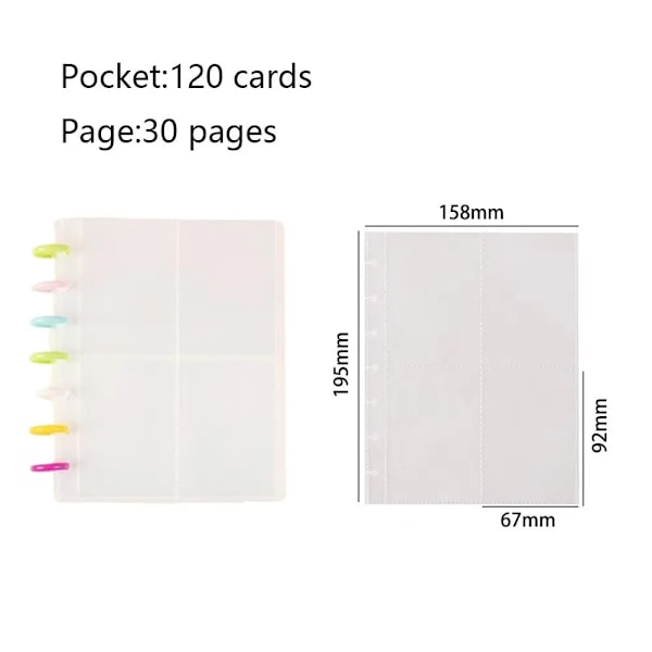 3-tums Kpop Fotoalbum Enfärgat Insats Lösblad Svamphåls Kortsamlingsbok Foto Vykort Förvaringskortshållare Transparent-30 pages