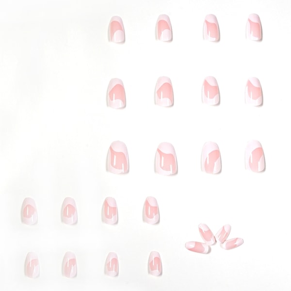 24st Blankt mild vit lösnagel Minimalistisk falsk nagel för kvinnor och flickor glue models
