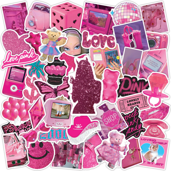 50 delar ins Barbie rosa tecknad anteckningsbok resväska skateboard vattenkopp vattentät dekorativa graffiti klistermärken A