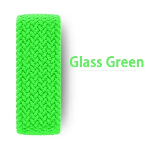 Flätat Solo Loop Armband för Apple Watch Band Nylon 49mm 45 44 41 40 38mm 42mm Correa Armband iwatch Series 9 8 7 5 SE 6 Ultra 2 Bright-Green L