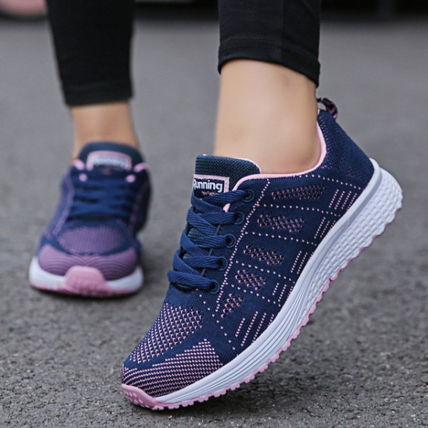 Kvinnor Casual Mode Andas Walking Mesh Platta Skor Kvinna Vita Sneakers Kvinnor Tenis Feminino Damskor a 42