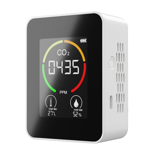 Bärbar luftkvalitetsdetektor Digital koldioxidmonitor för kontor i hemmet white
