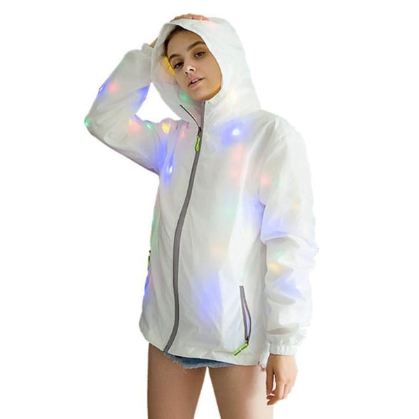 Damer Män Vattentät LED Glödande Jackor Kappa Hooded Costume Light Up för fest m