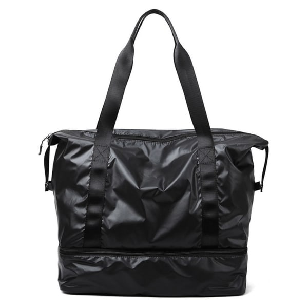 Resväska med stor kapacitet Vattentät dubbellager Våttorr Separat handväska för fitness black