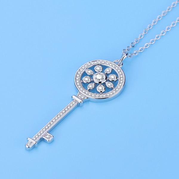 Tiffany Sterling Silver 925 nyckel hänge Crown kronblad halsband 3