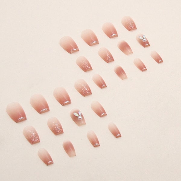 Diamond Rabbit Gradient Fake Nails Trendig ljusfärgad bärbar nagellapp för dagligt slitage manikyr glue models