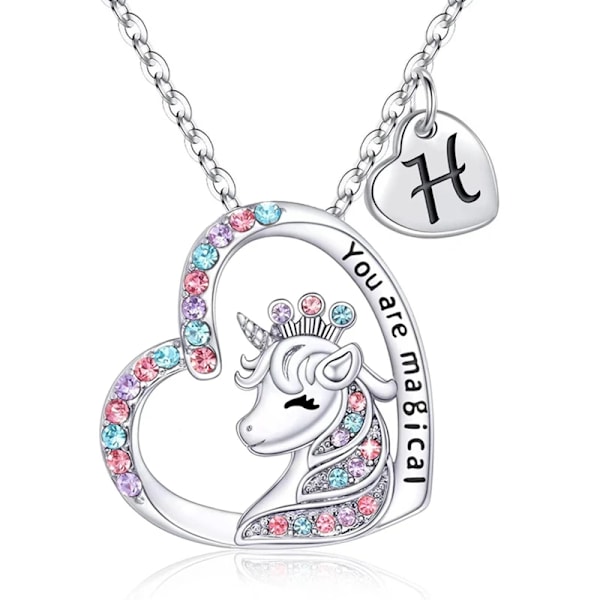Mode Initial Bokstav Enhörning Halsband Du Är Magisk Häst Hänge Halsband För Flickor Födelsedagspresenter H