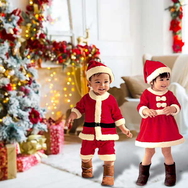 Jul Tomte Klänning Set Outfit Kostym för Barn Pojkar Flickor till Jul Bebis Småbarn girls 100cm