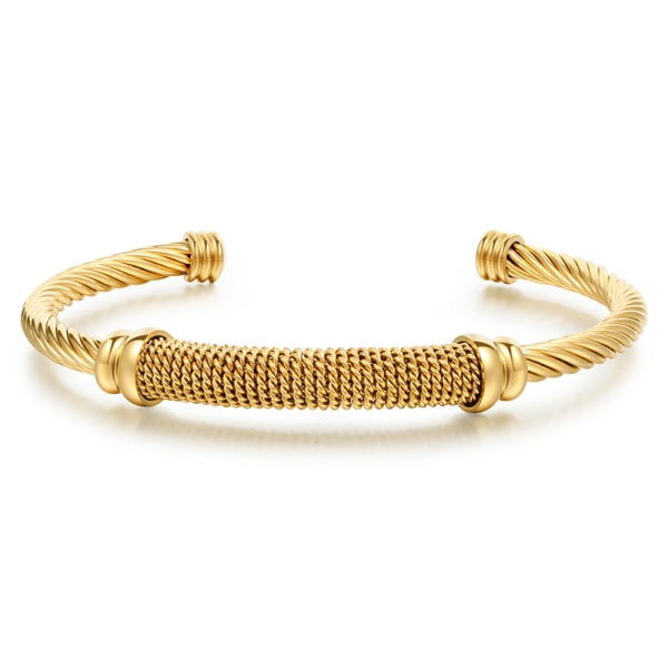 C form öppningsarmband armband justerbart rostfritt stål för kvinnor män presentdekor gold